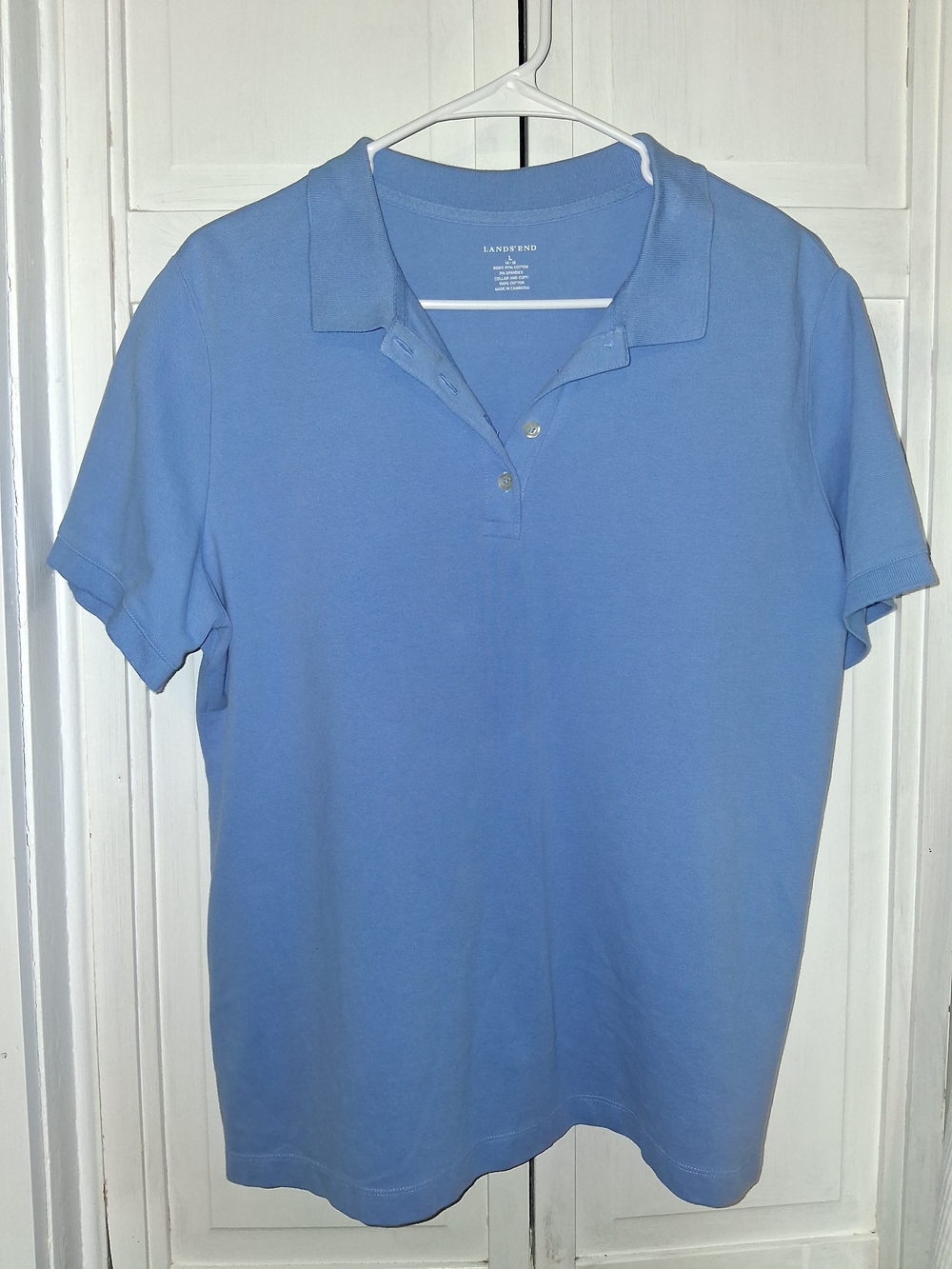Lands' End Women's Active Blue Mesh Polo Golf/Tennis Shirt